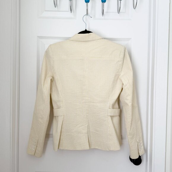 Women Issac Mizrahi Fitted Striped Blazer in Butter Yellow Size Medium - Picture 2 of 7